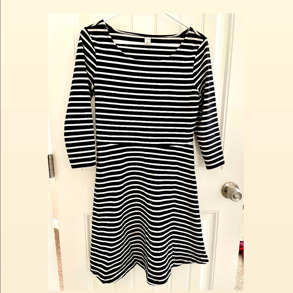 Black and white striped dress